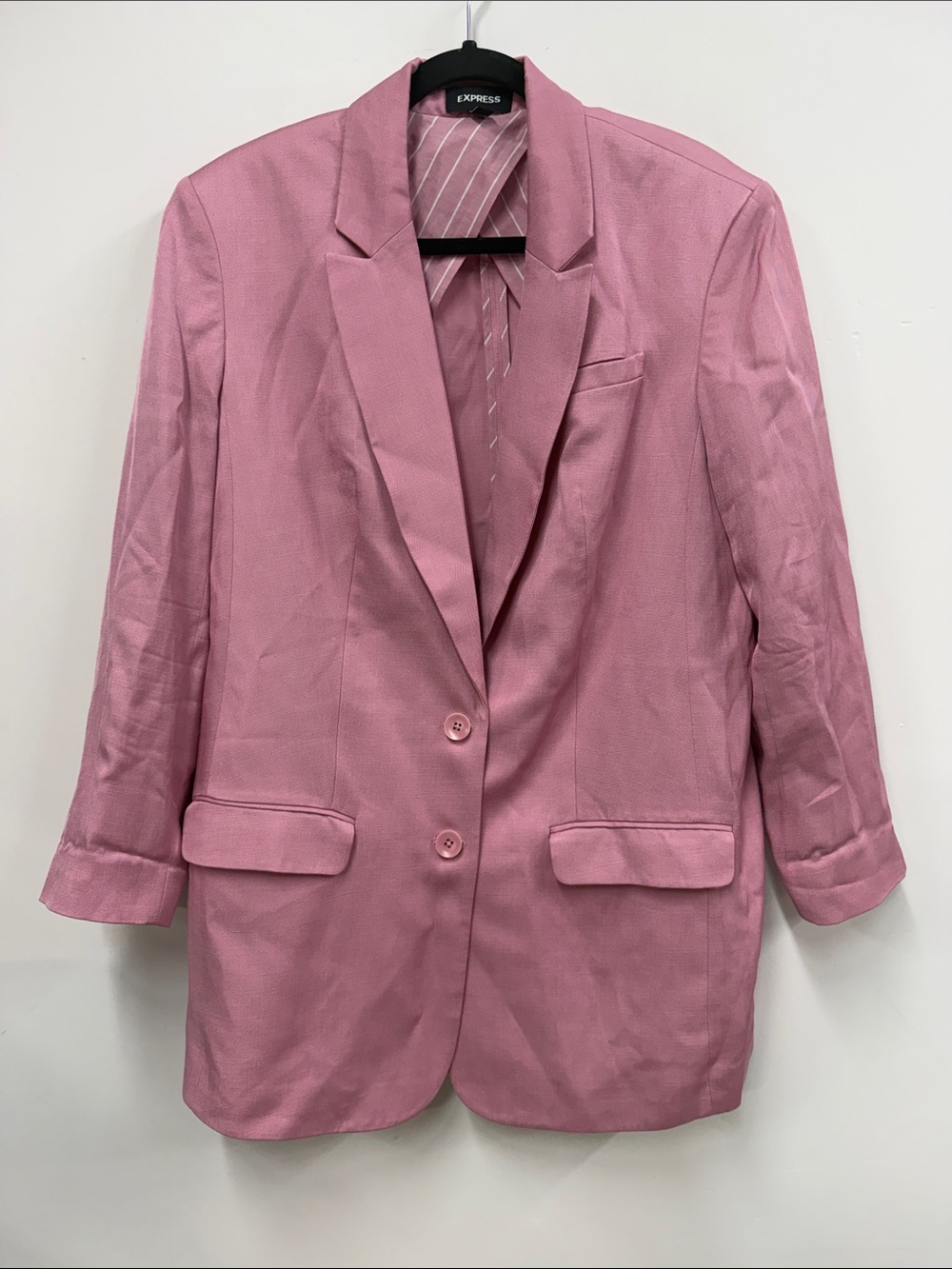 Express Dusty Rose Single-Breasted oversized linen Blazer M